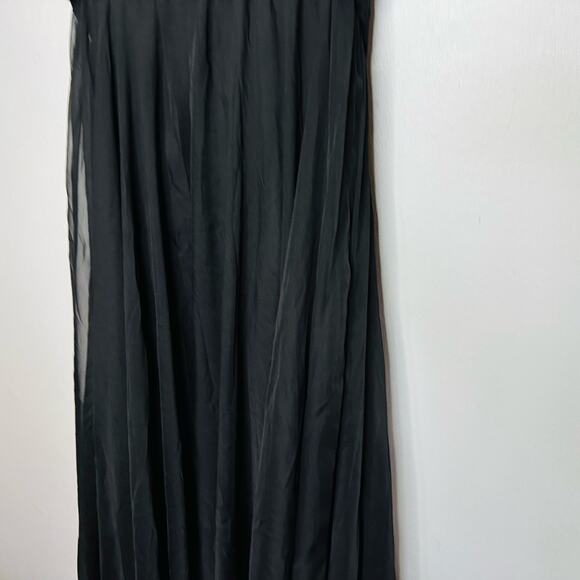 MAC DUGGAL Ieena Black Chiffon Lace Up Back Cut Out Middle Gown Dress Size 6 - Picture 7 of 16